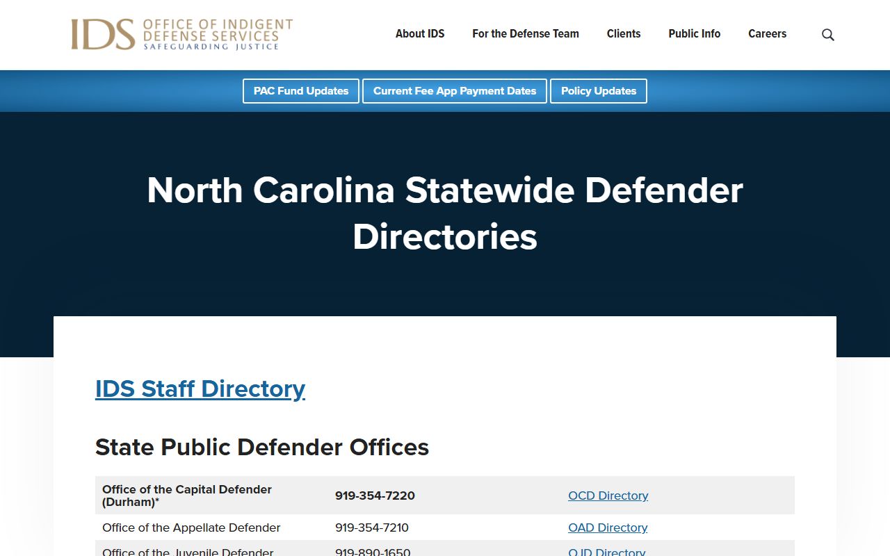 Bladen County arrest records NCIDS defender directory