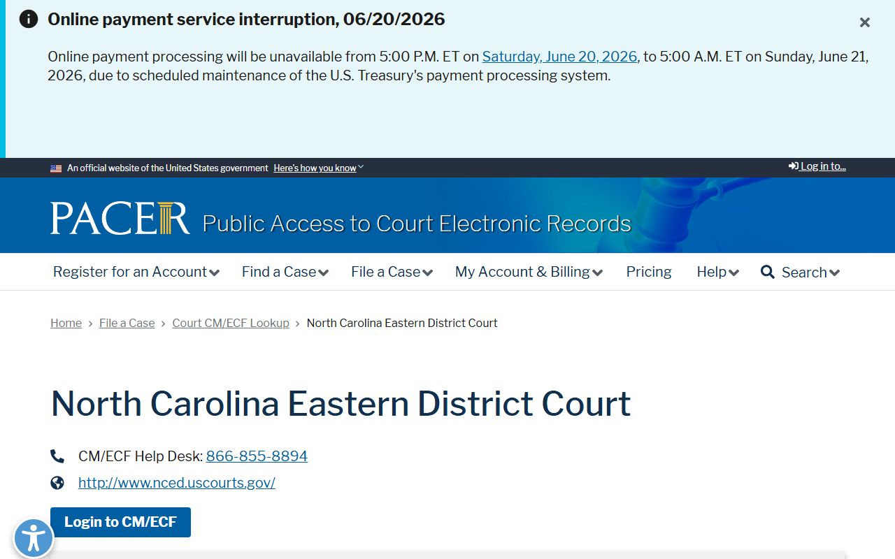 Bladen County criminal court records PACER lookup for Eastern District of North Carolina