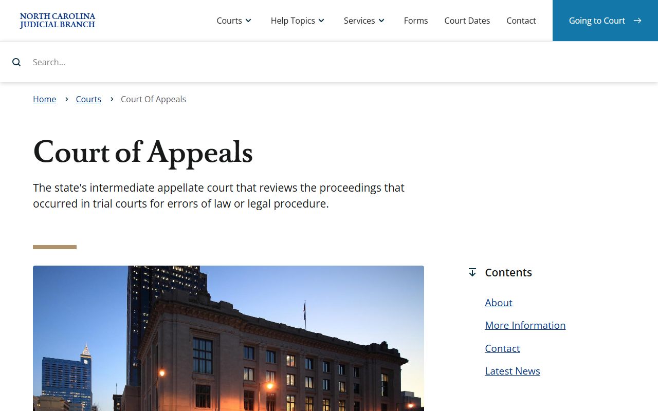Bladen County trial court records North Carolina Court of Appeals page