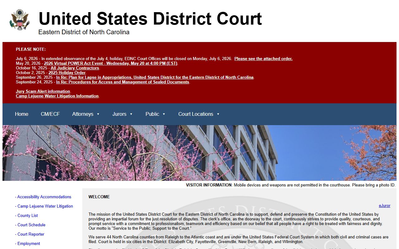 Bladen County trial court records U.S. District Court Eastern District page