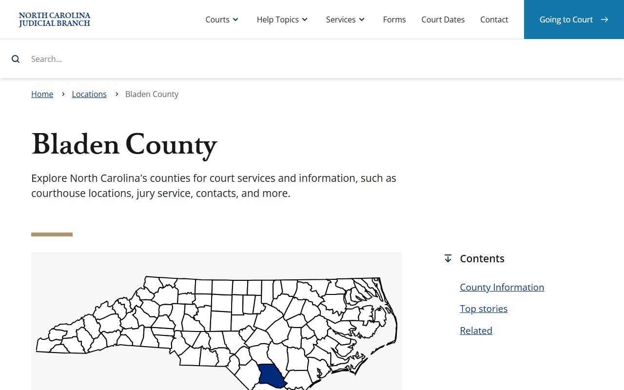 Bladen County court records Judicial Branch page