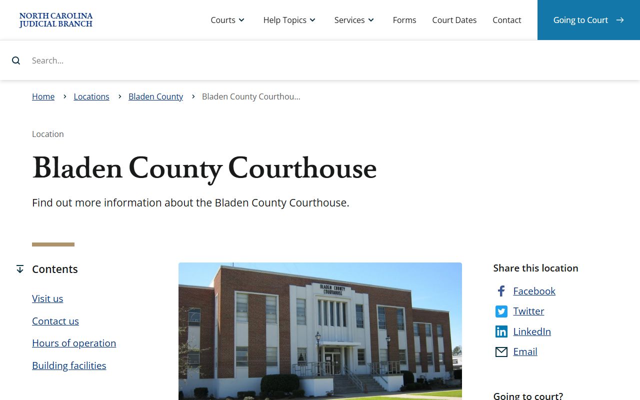 Bladen County court records courthouse visitor page